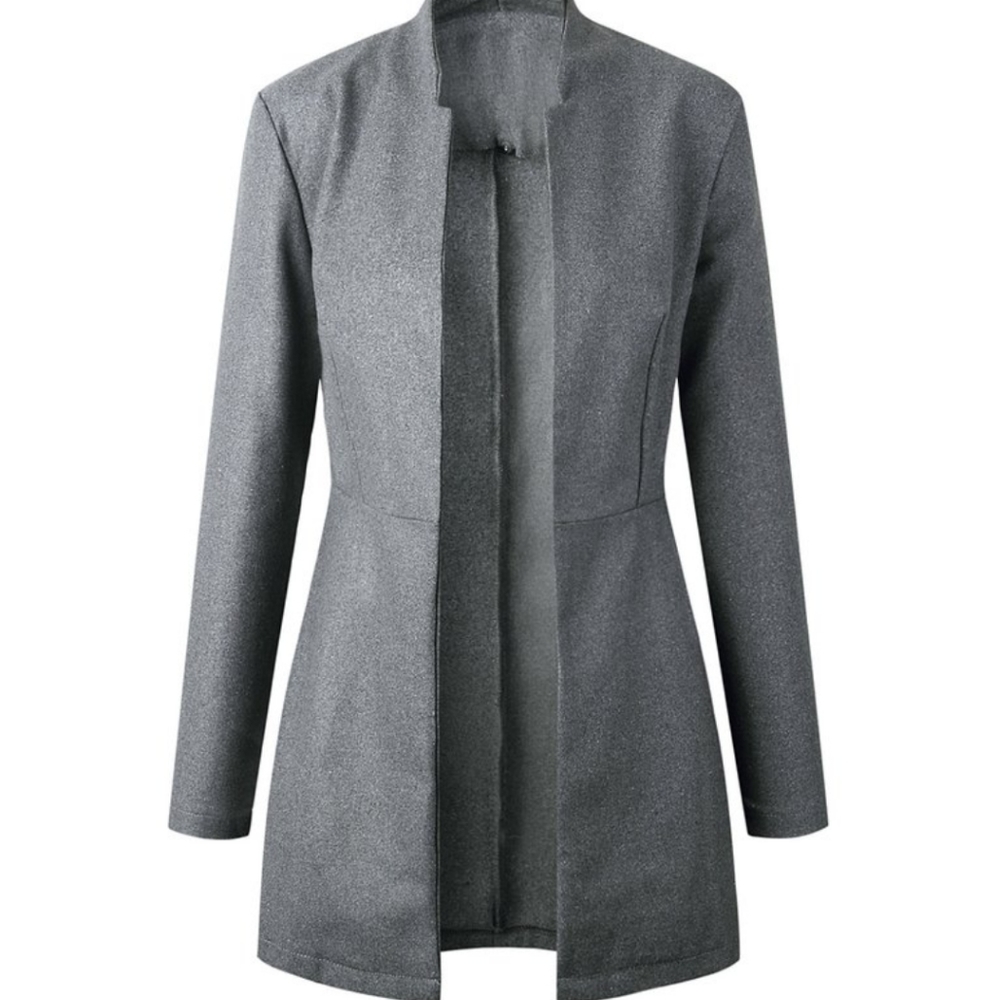 Women's Gray Suit-Collar Jacket